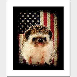 American USA Flag Hedgehog Love, Stylish Tee for Animal Admirers Posters and Art